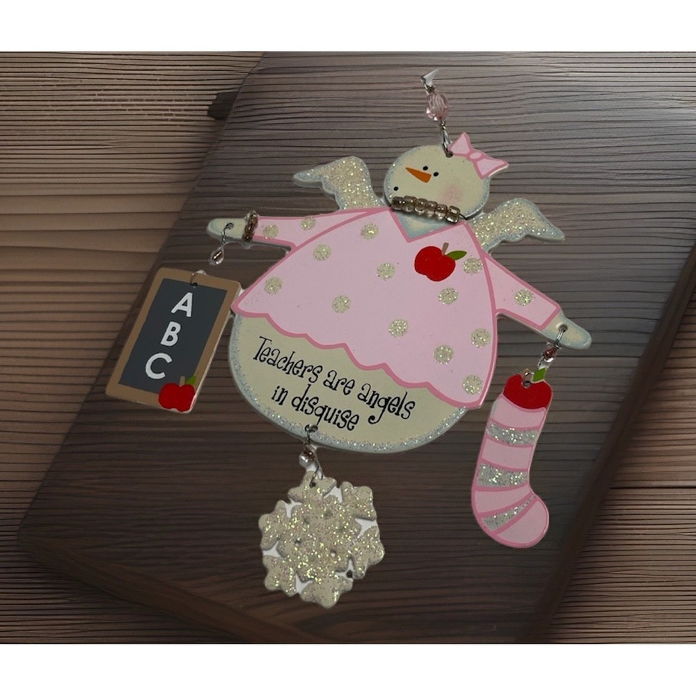 Teachers are Angels In Disguise Ornament Metal Christmas‎ Teacher Gift Folk Art - Picture 6 of 8